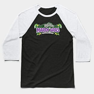 Show Your Wild Side with This Crocodile Mardi Gras Design Baseball T-Shirt